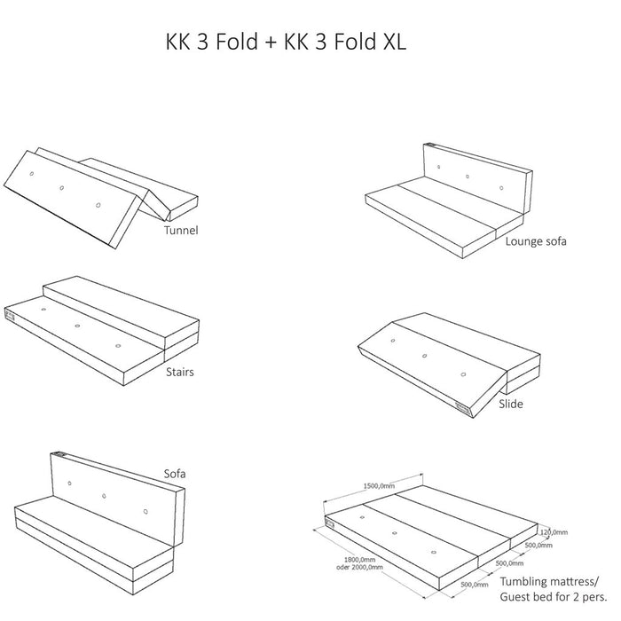 Foldmadrass, Mørkeblå m. svart