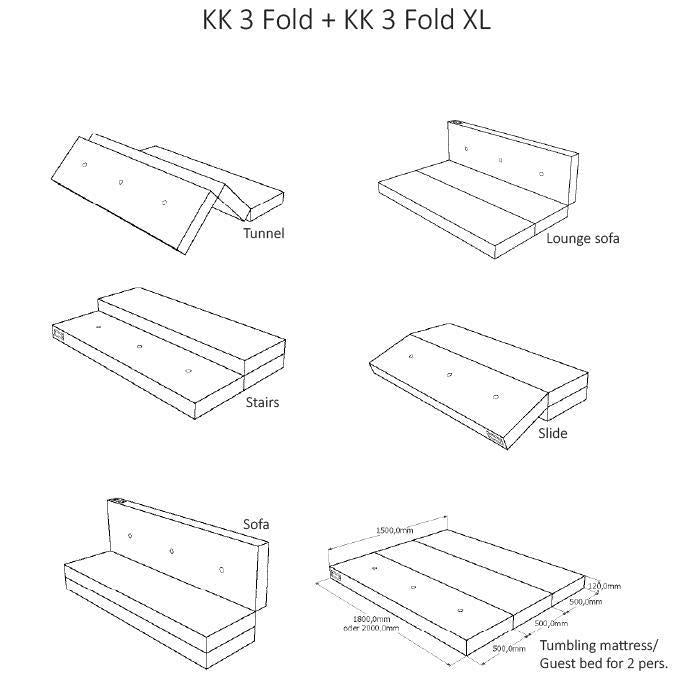 Foldemadras XL, mørkeblå m. Svart