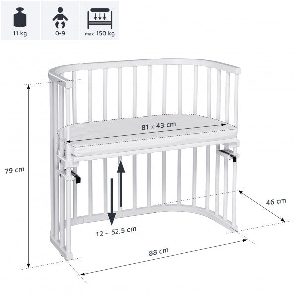 Babybay Original Co-sleeper sengekant - Hvit