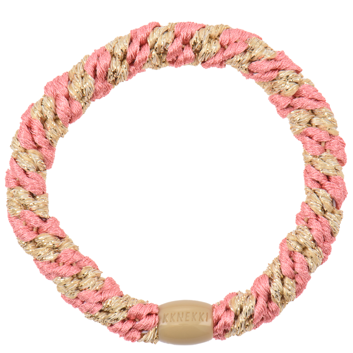 Bon Dep Kknekki hårelastikk - Falmet rose/beige glitterstripe