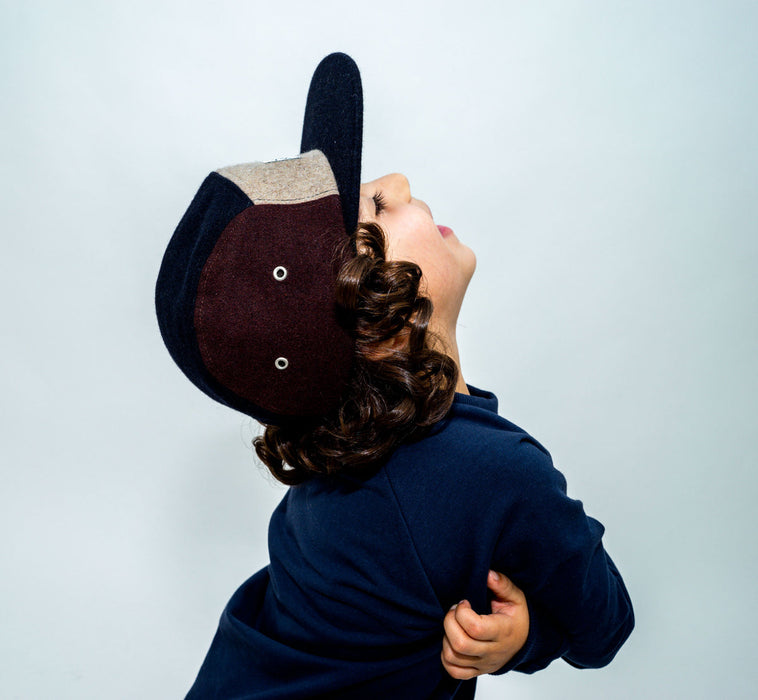 Cap, blokkull 5-panel - Brun (Størrelse M, 1,5-3 år)