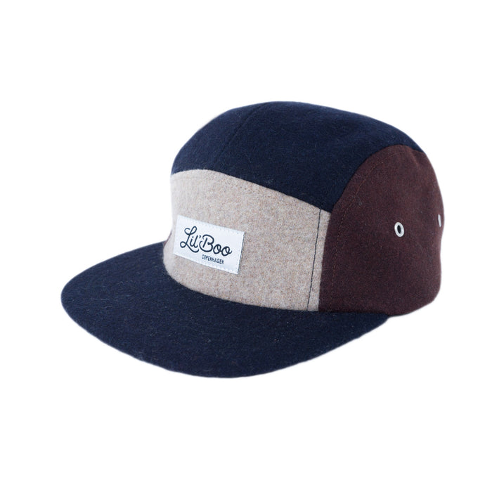 Cap, blokkull 5-panel - Brun (Størrelse M, 1,5-3 år)