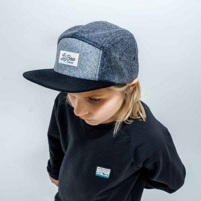 Cap, blokkull 5-panel - Grå (Størrelse XL, 7-14 år)