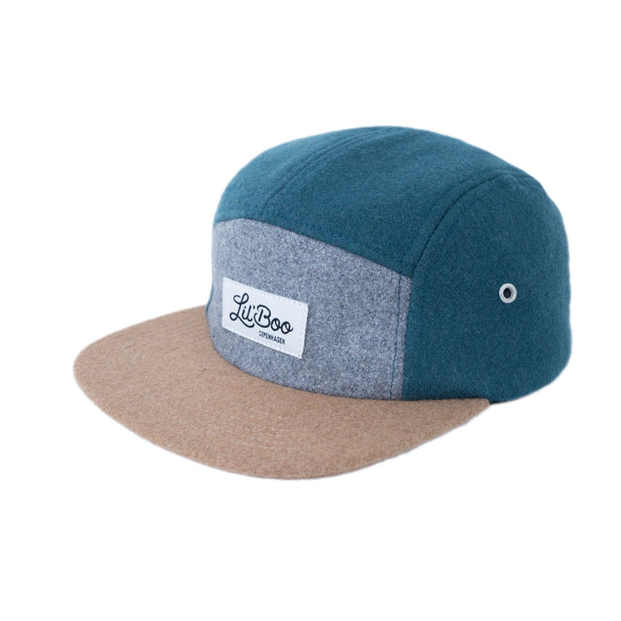 Cap, blokkull 5-panel - Grønn (Størrelse L, 4-7 år)