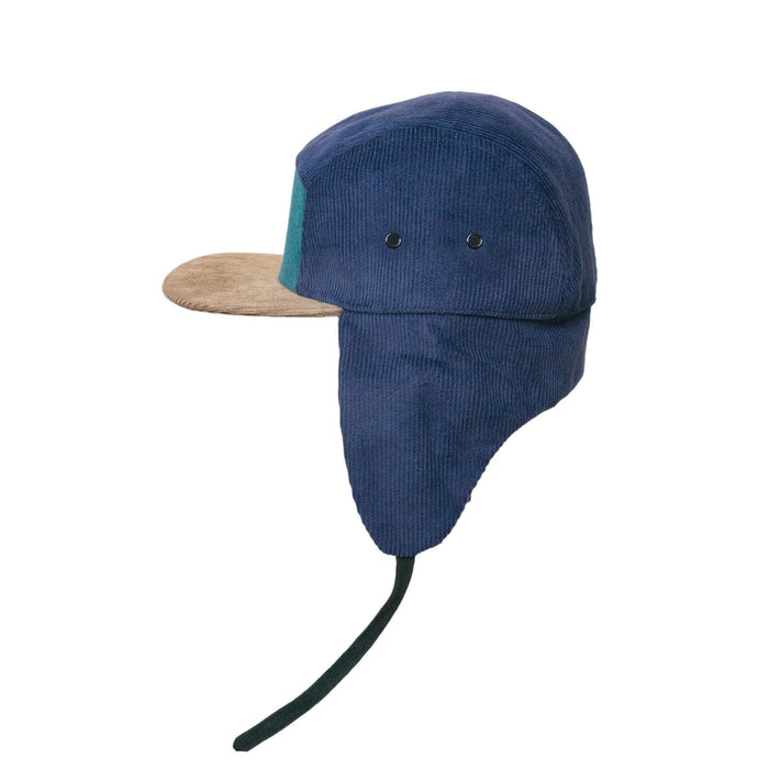 Cap, Corduroy blokk 5-panel med ører - Grønn (størrelse M, 1,5-3 år)