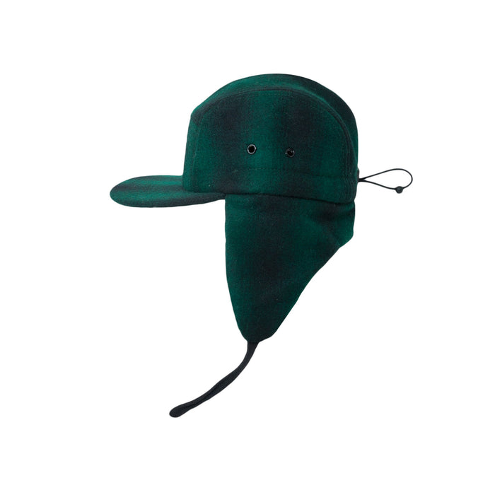 Cap, Ull 5-panel med ører - Grønn / Svart (Størrelse L, 4-7 år)