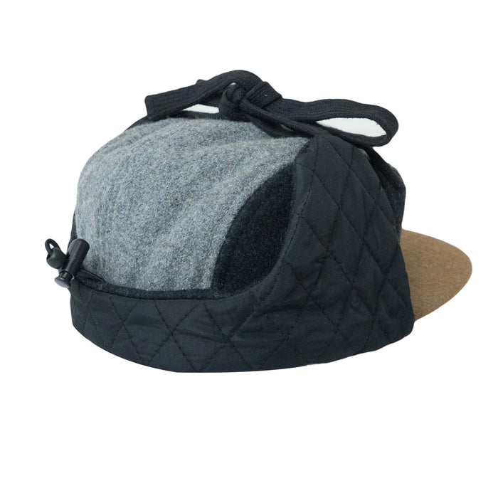 Cap, Ullblokk 5-panel med ører - Grå/blå (Størrelse L, 4-7 år)