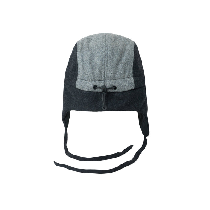 Cap, Ullblokk 5-panel med ører - Grå/blå (Størrelse M, 1,5-3 år)